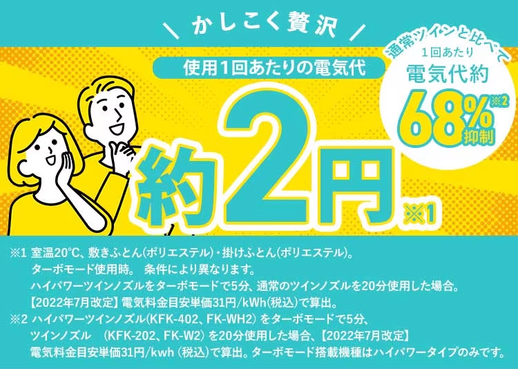 カラリエ ハイパワータイプの1回あたりの電気代